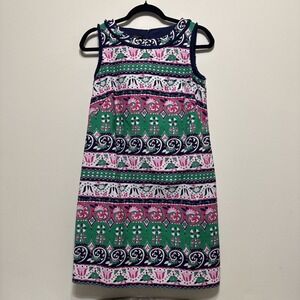 Talbots Women's 4P Petite Shift Dress Floral Stretch Sleeveless Tank Fringe NWT